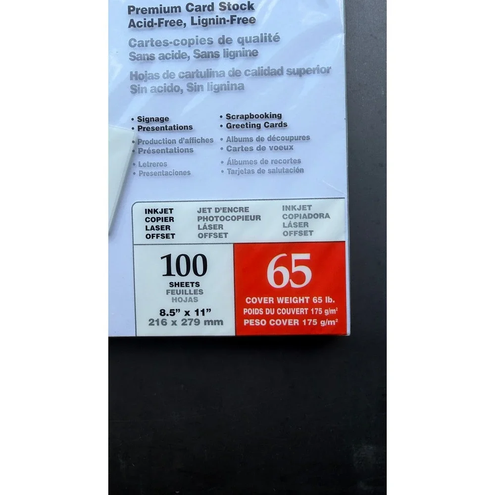 Wausau Paper Bright White Premium Card Stock‎ 65lb 8.5x11 100 Sheets 90901